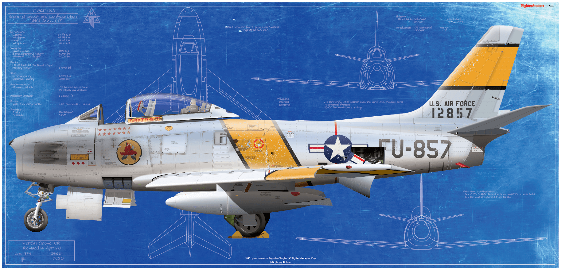 F-86F Sabre, Capt Pete Fernandez, 334 FIS Eagles, 4 FIW, K